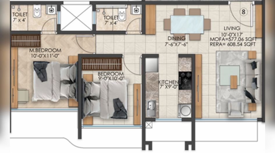 Emperia-Legacy-2BHK-609sqft-unit-plan